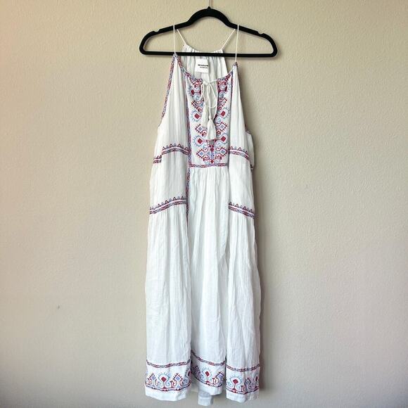 Isabel Marant Etoile White Embroidered Cotton Midi Dress Size FR 34 - Picture 2 of 5